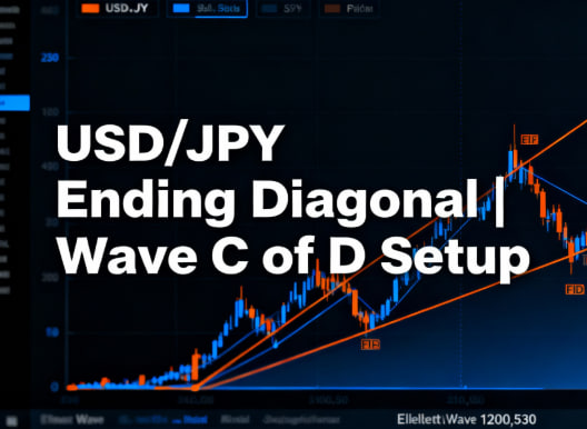 USD/JPY chart showing Ending Diagonal pattern in Wave C of D — Elliott Wave analysis